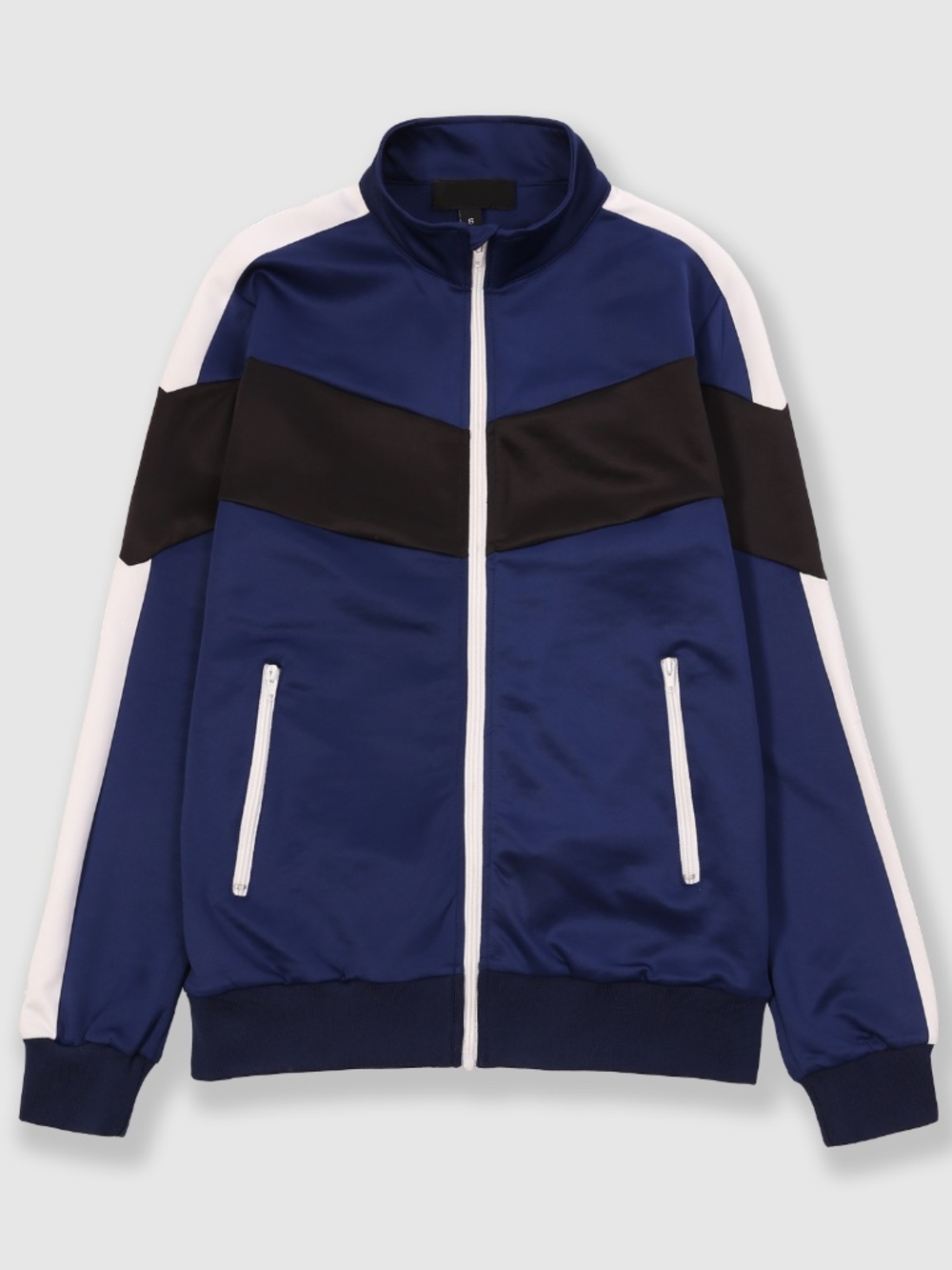 NWT FXN Men's Retro Colorblock Track Jacket Blue Black White